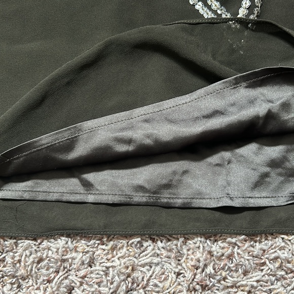 Skies Are Blue Olive Green Lined Blouse with Gold Sequins 3/4 Sleeve Size Medium - Picture 7 of 8